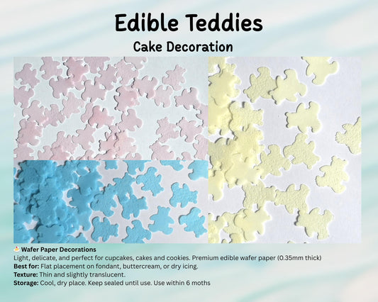 Edible Teddy Bear Cake Decorations Pack 100 (2cm) – Wafer Paper, Cupcakes, Cookies, Cake, Decoration, Birthday