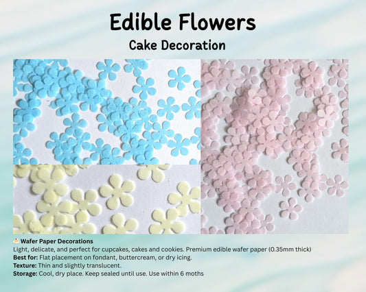 Edible Flower Cake Decorations Pack 200 (1.5cm) – Wafer Paper, Cupcakes, Cookies, Cake, Decoration, Birthday