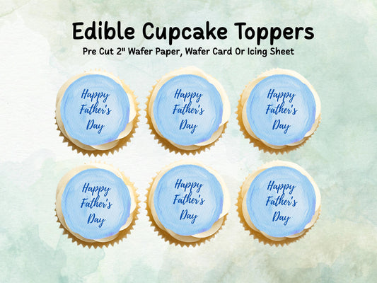 Happy Father's Day Edible Cake Toppers 12 x 2" – Pre cut Wafer Paper, Card or Icing Sheet, Fathers Day Cake Decoration