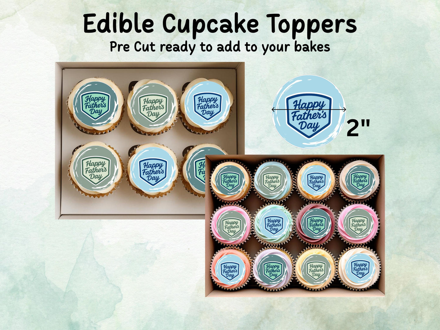 Happy Father's Day Edible Cake Toppers 12 x 2" – Pre cut Wafer Paper, Card or Icing Sheet, Fathers Day Cake Decoration