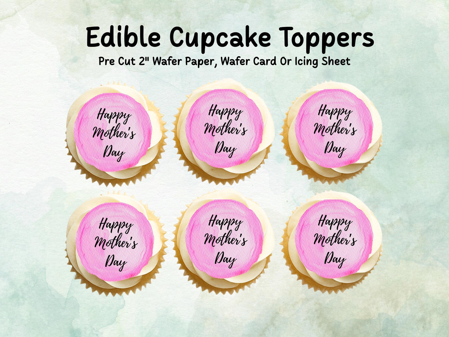 Happy Mother's Day Edible Cake Toppers 12 x 2" – Pre cut Wafer Paper, Card or Icing Sheet, Mothers Day Cake Decoration