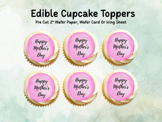 Happy Mother's Day Edible Cake Toppers 12 x 2" – Pre cut Wafer Paper, Card or Icing Sheet, Mothers Day Cake Decoration