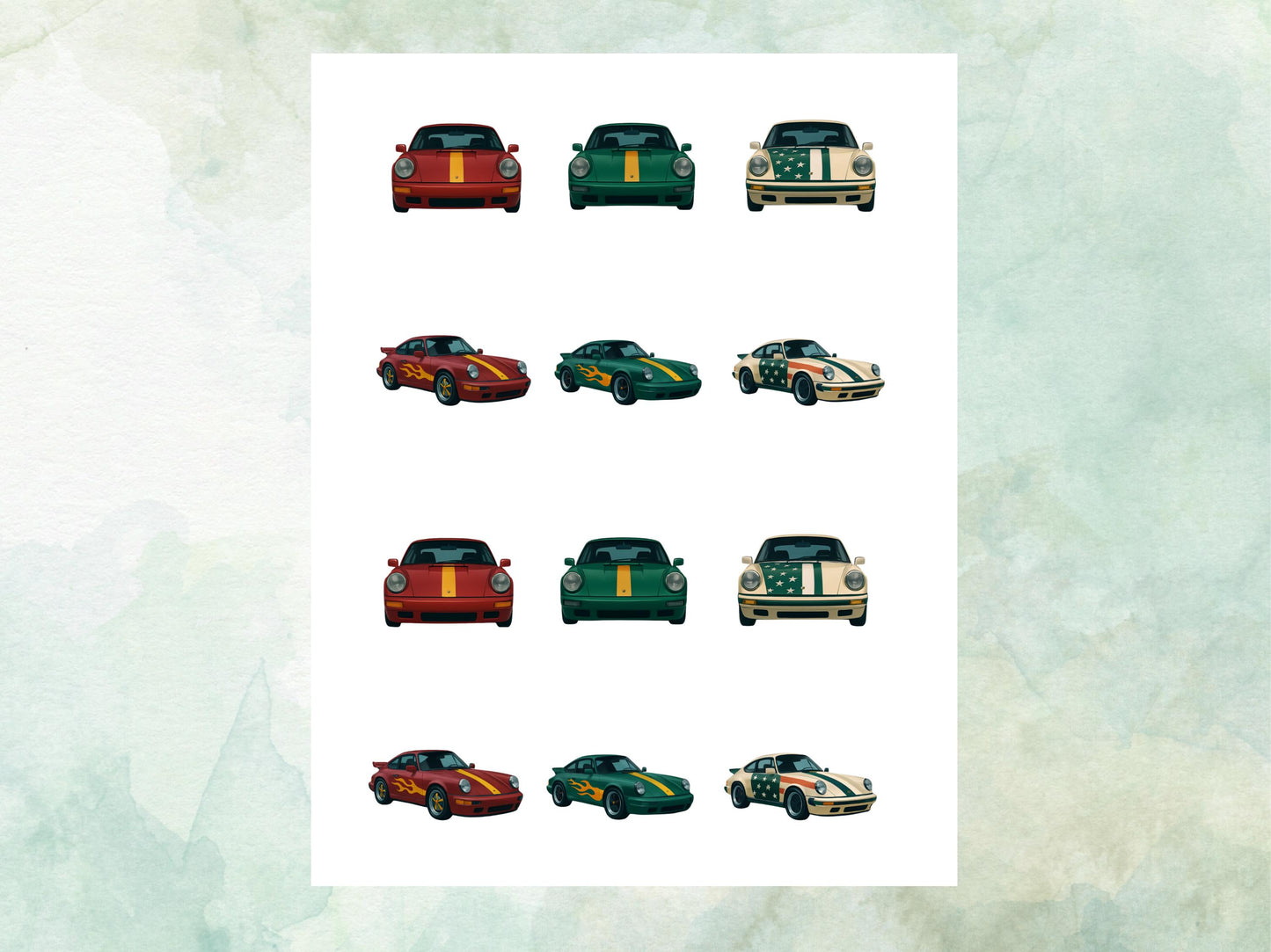 Retro Sports Car Edible Cupcake Toppers 12 x 2"– Precut Wafer Paper, Icing Sheet or Wafer Card – Racing Car Birthday Party Decor