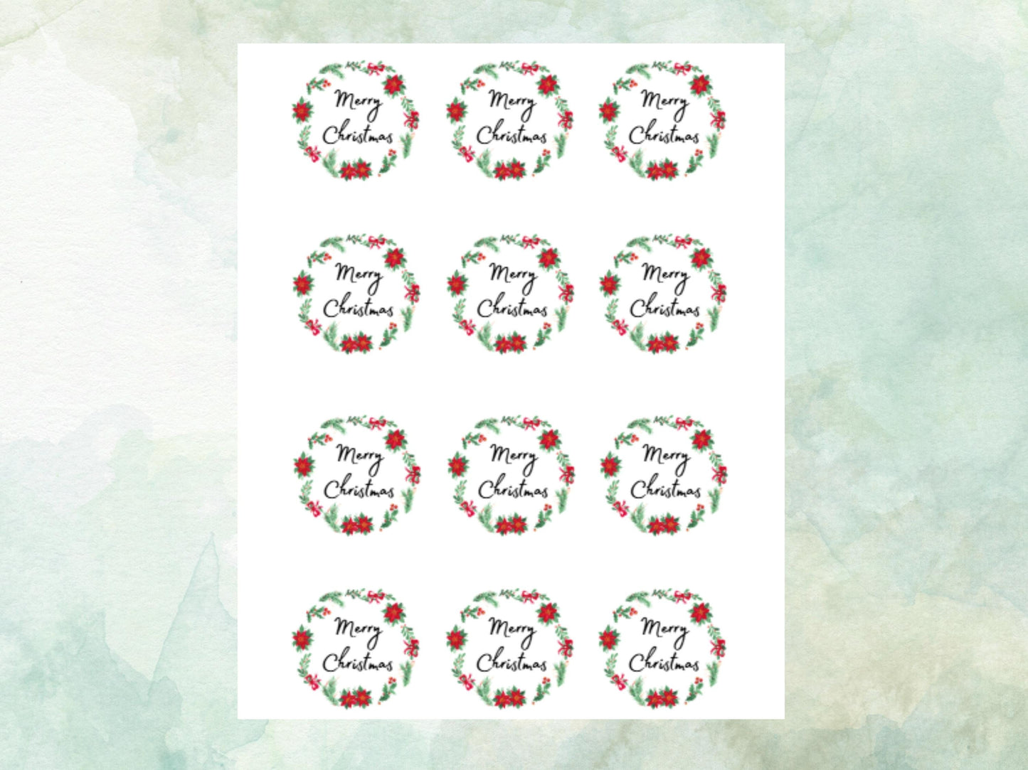 Christmas Edible Cupcake Toppers 12 x 2" – Pre cut Wafer Paper, Card or Icing Sheet, Merry Christmas Festive Cakes, Cookies
