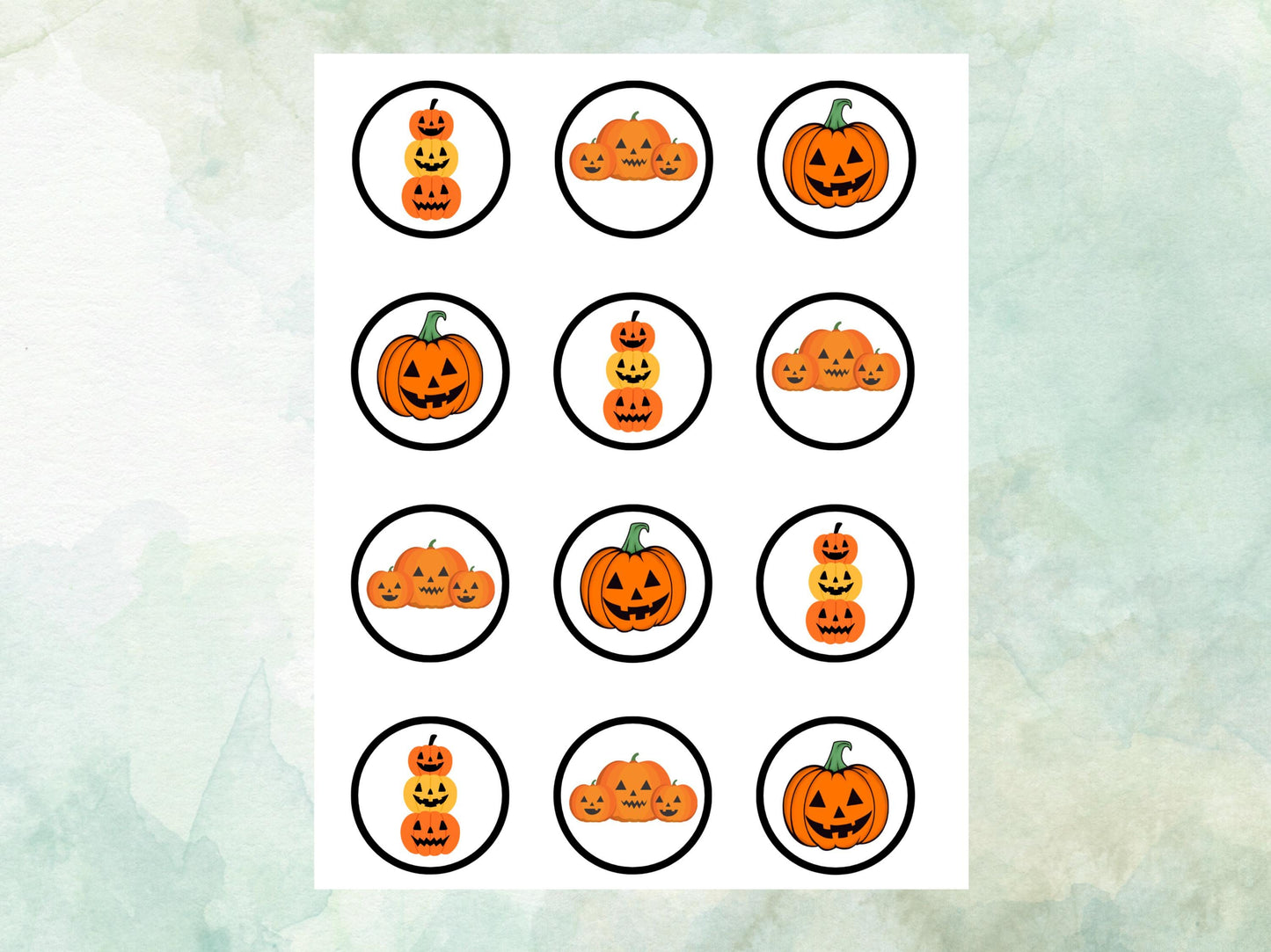 Halloween Edible Cupcake Toppers 12 x 2" – Pre cut Wafer Paper, Card or Icing Sheet, Pumpkin Party Cake Decorations