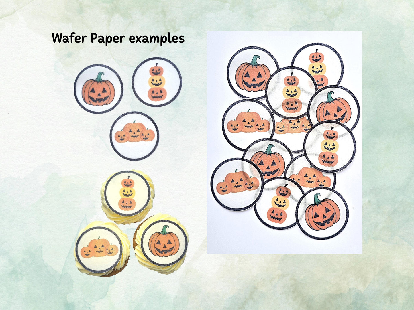 Halloween Edible Cupcake Toppers 12 x 2" – Pre cut Wafer Paper, Card or Icing Sheet, Pumpkin Party Cake Decorations