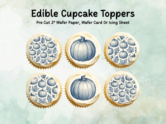 Pumpkin Halloween Edible Cupcake Toppers 12 x 2" – Pre cut Wafer Paper, Card or Icing Sheet, Halloween Party Decoration
