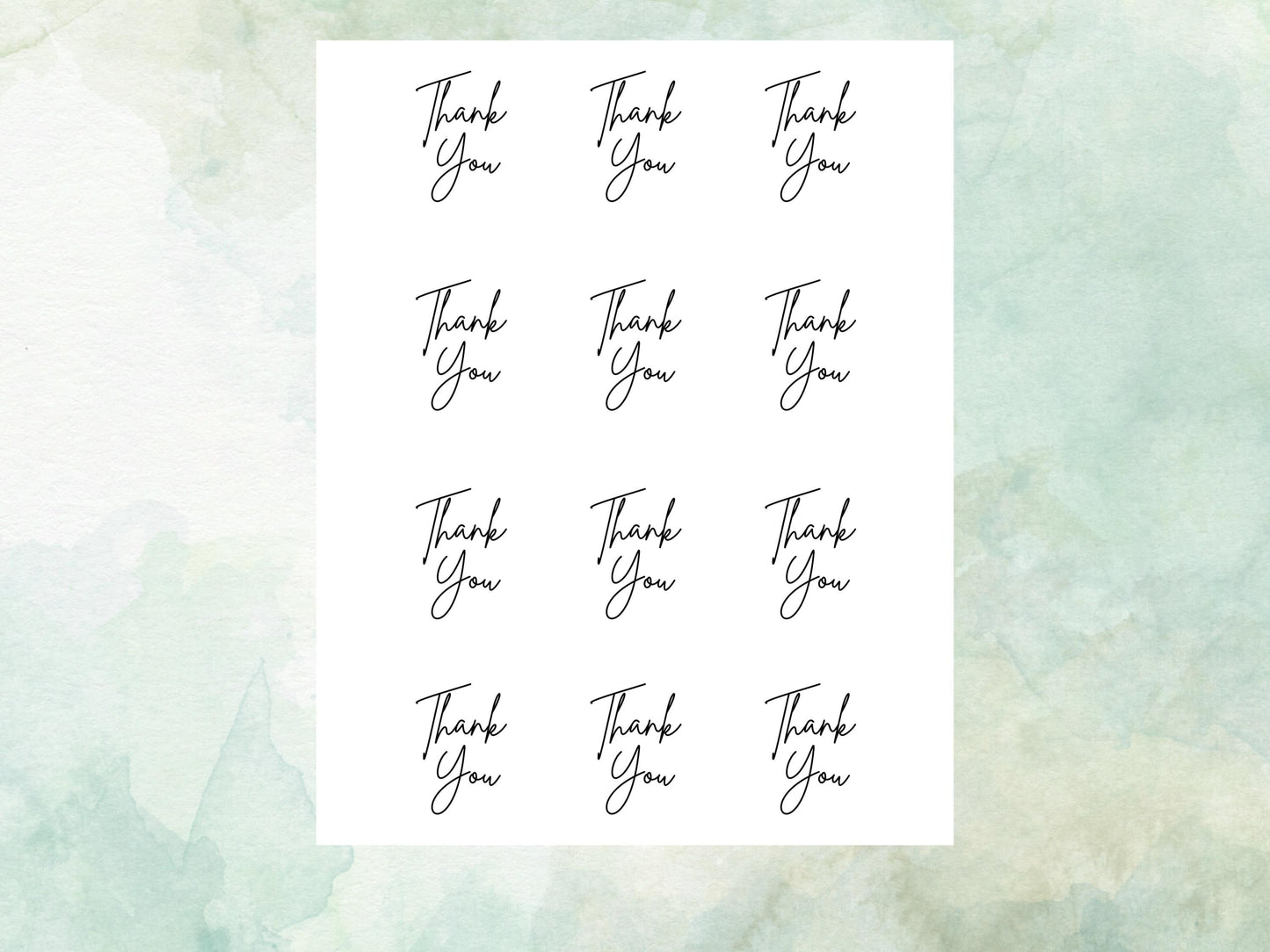 Thank You Edible Cupcake Toppers 12 x 2"– Pre cut Wafer Paper, Card or Icing Sheet, Elegant Thank You Cake Decoration