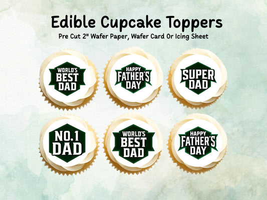 Happy Father's Day Edible Cake Toppers 12 x 2" – Pre cut Wafer Paper, Card or Icing Sheet, Cupcakes, Cookies, Dad's