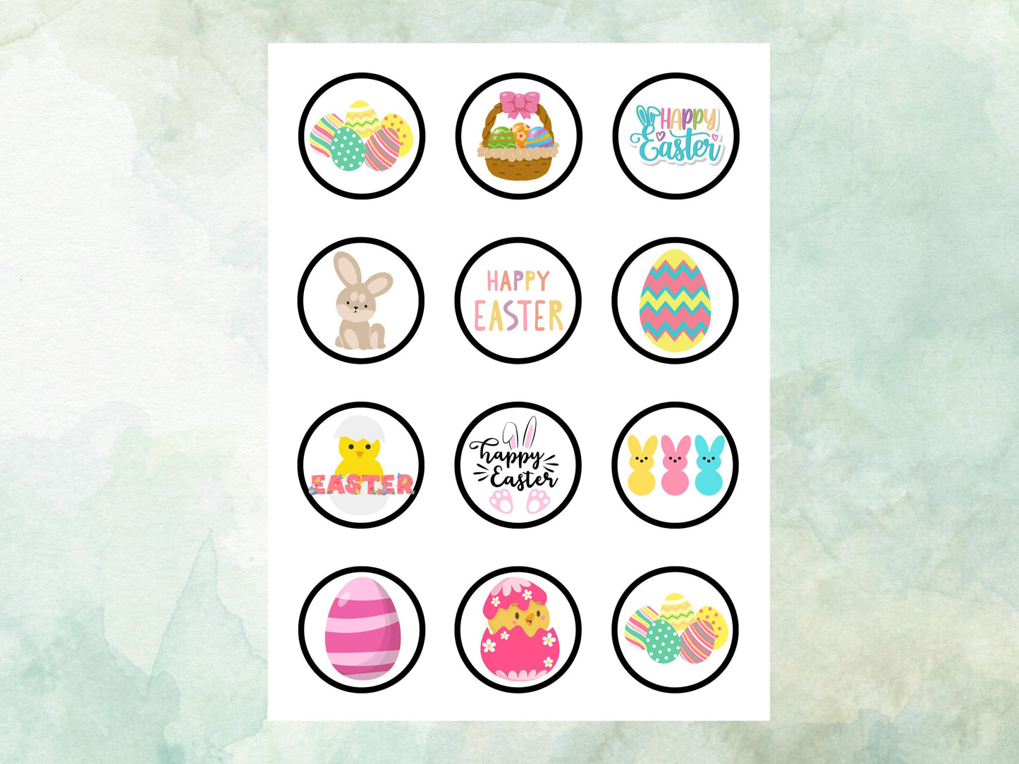 Easter Edible Cupcake Toppers 12 x 2" – Pre cut Wafer Paper, Card or Icing Sheet, Bunny, Chick & Egg Design Cakes