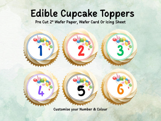 Milestone Birthday Edible Cupcake Toppers 12 x 2" – Pre cut Wafer Paper, Card or Icing Sheet, Customisable Birthday Cake Decoration
