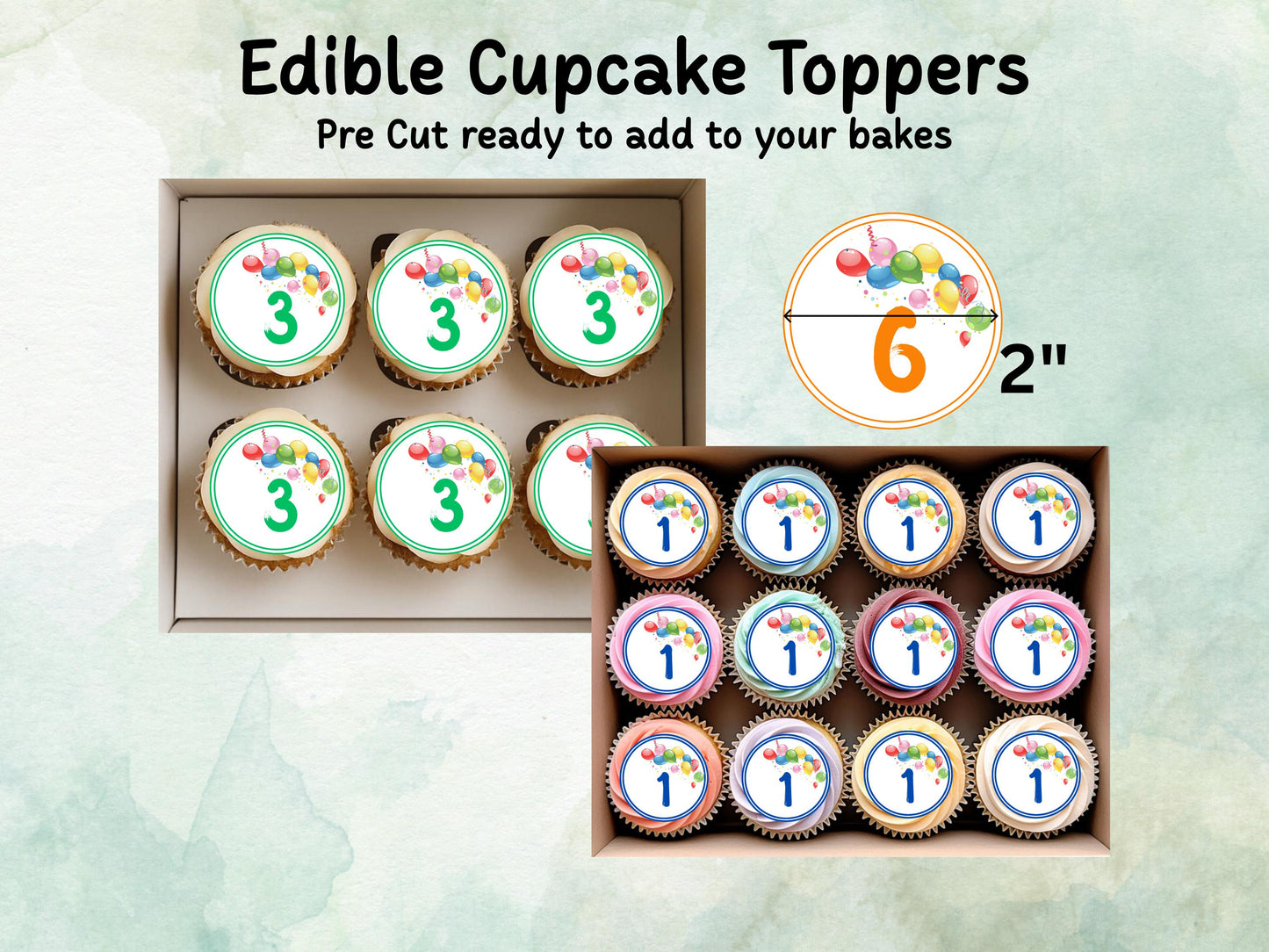 Milestone Birthday Edible Cupcake Toppers 12 x 2" – Pre cut Wafer Paper, Card or Icing Sheet, Customisable Birthday Cake Decoration
