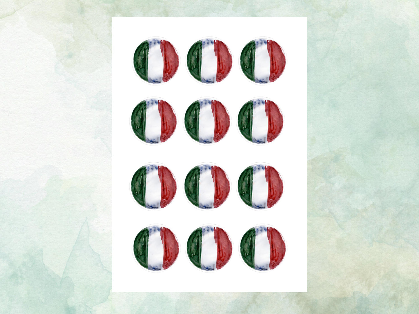 Italian Flag Edible Cupcake Toppers 12 x 2" – Pre cut Wafer Paper, Card or Icing Sheet, Italy Cake Decorations
