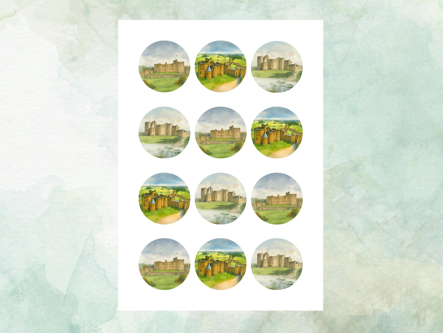 Alnwick Castle Edible Cupcake Toppers 12 x 2" – Pre cut Wafer Paper, Card or Icing Sheet, Historic Northumberland Landmark Cake Decor
