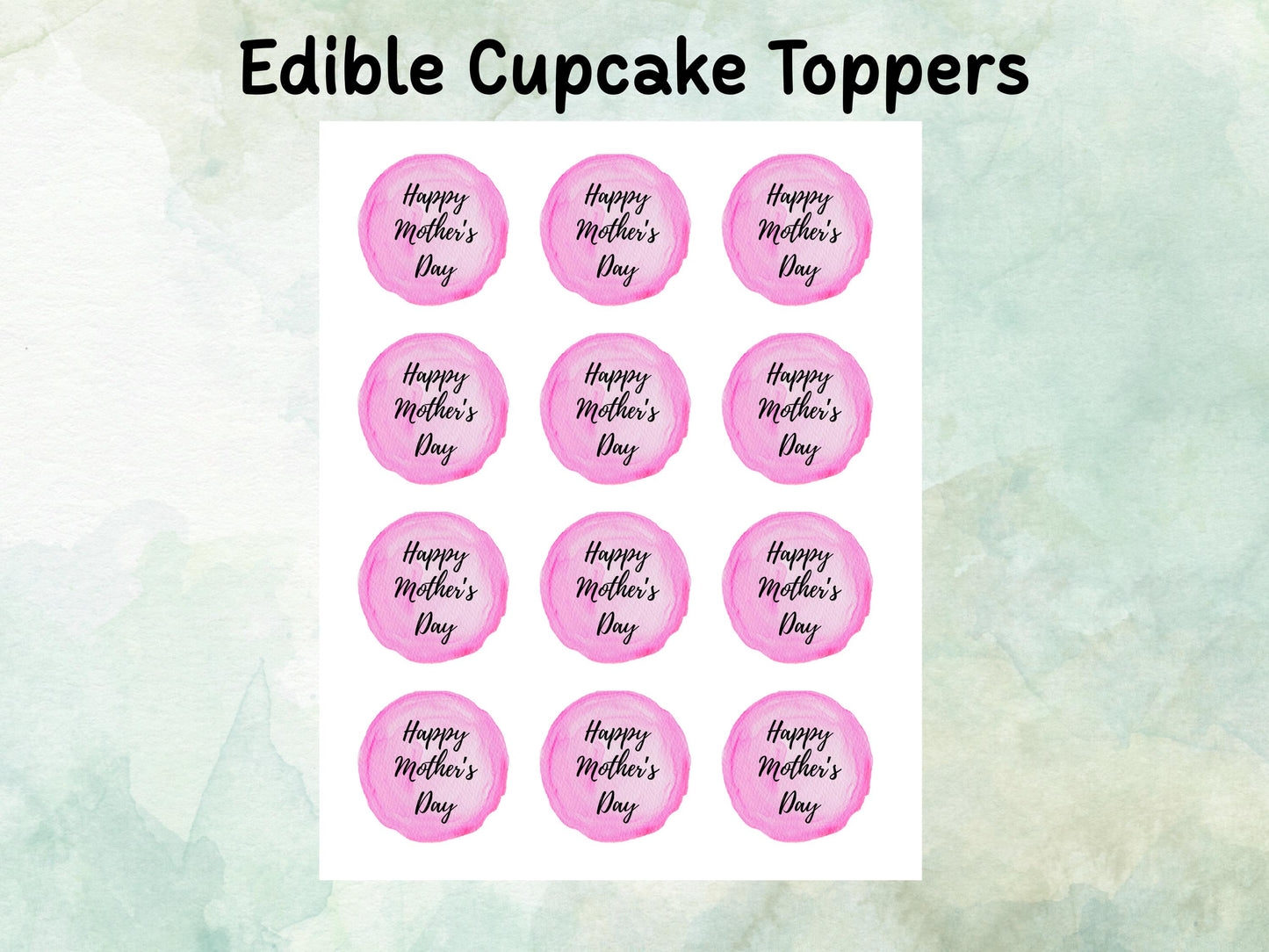 Happy Mother's Day Edible Cake Toppers 12 x 2" – Pre cut Wafer Paper, Card or Icing Sheet, Mothers Day Cake Decoration