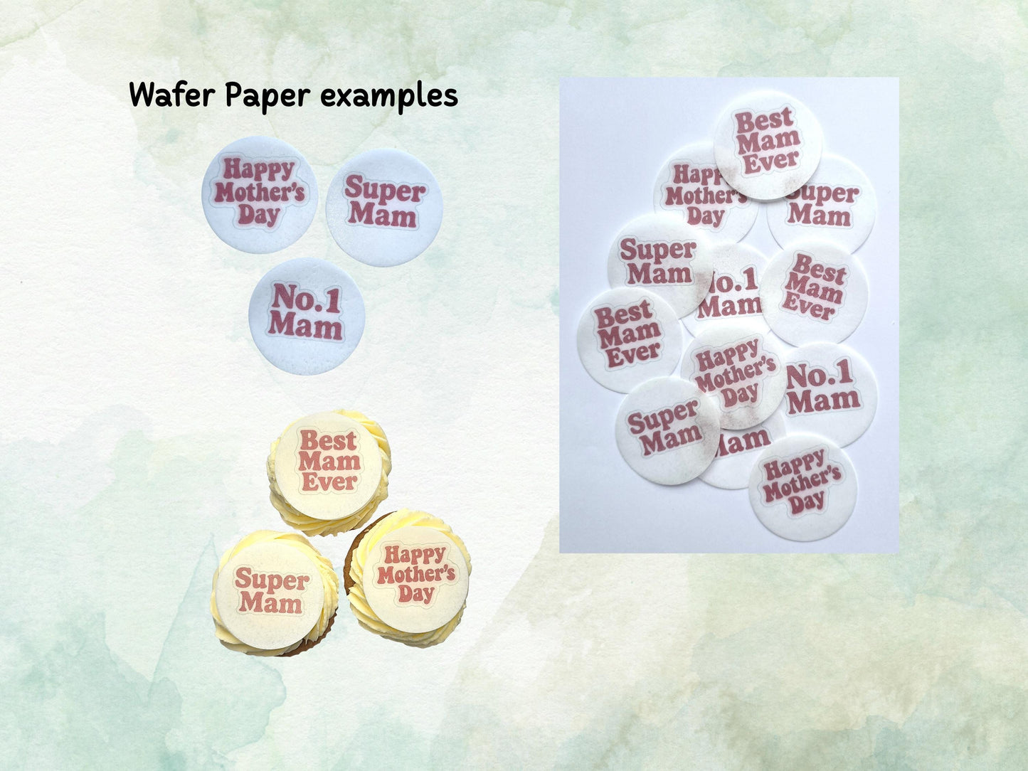 Happy Mother's Day Edible Cake Toppers 12 x 2" – Pre cut Wafer Paper, Card or Icing Sheet, Mothers Day Cake Decoration