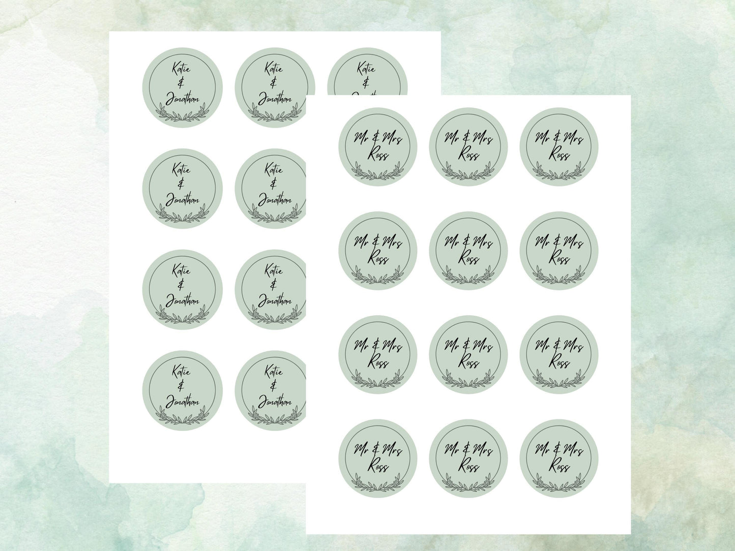Personalised Wedding Edible Cupcake Toppers 12 x 2" – Pre cut Wafer Paper, Card or Icing Sheet, Cookie Favor, Engagement Cake Topper