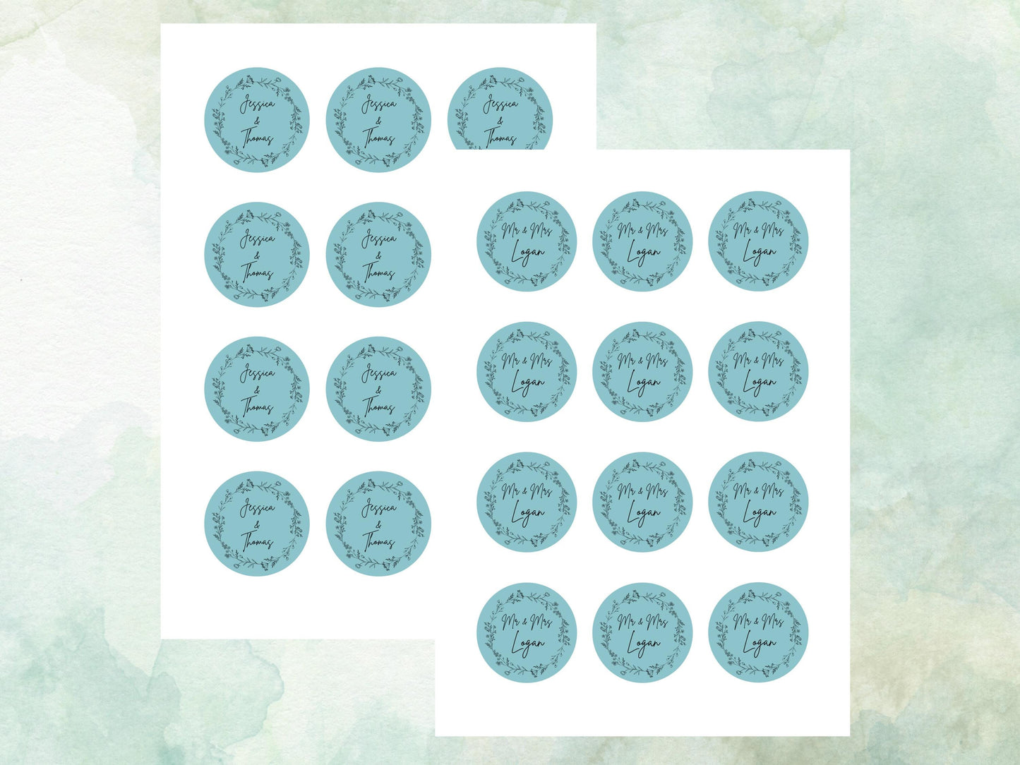 Personalised Wedding Edible Cupcake Toppers 12 x 2" – Pre cut Wafer Paper, Card or Icing Sheet, Cookie Favor, Engagement Cake Topper