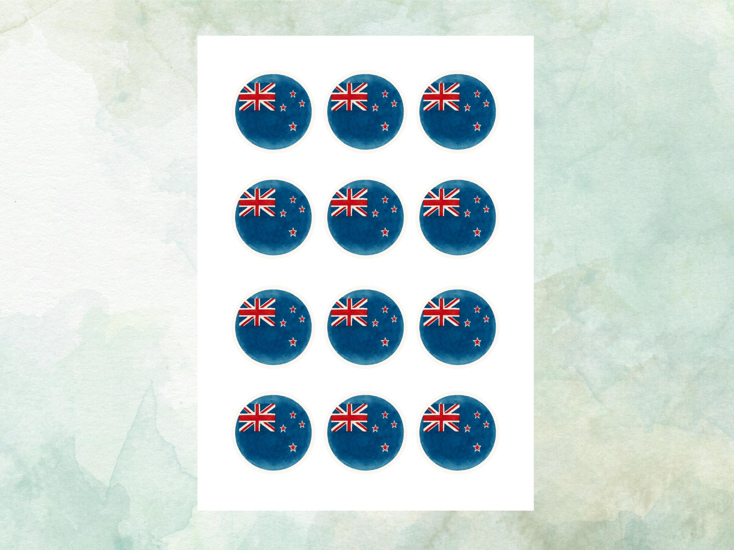 New Zealand Edible Cupcake Toppers 12 x 2" – Pre cut Wafer Paper, Card or Icing Sheet, New Zealand Cake Decorations