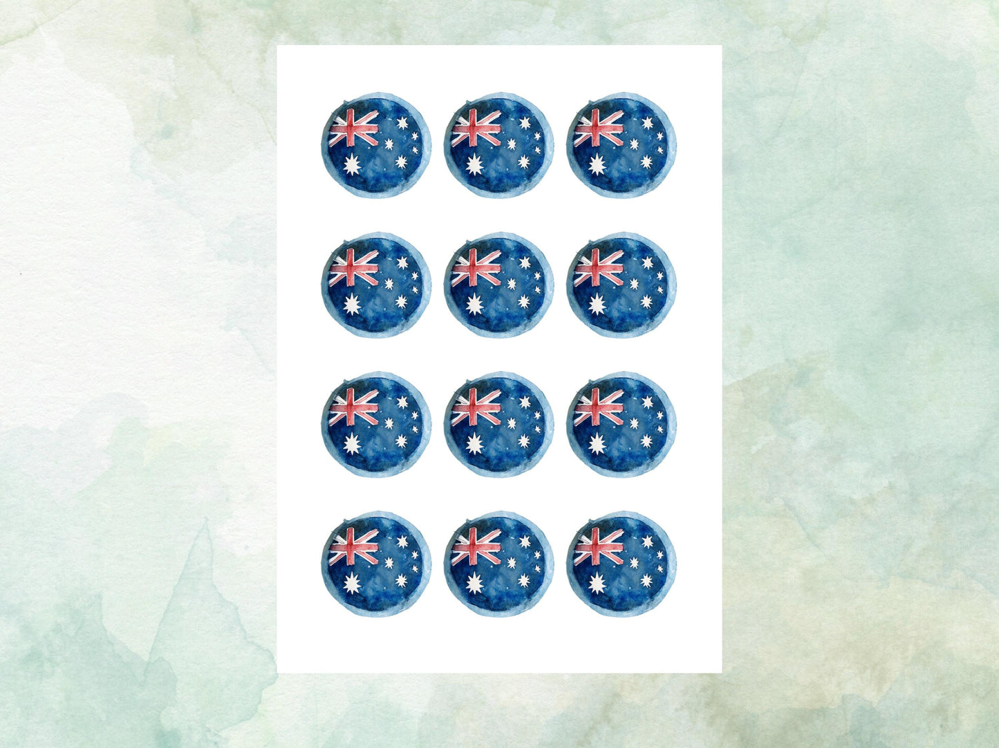 Australian Flag Edible Cupcake Toppers 12 x 2" – Pre cut Wafer Paper, Card or Icing Sheet, Italy Cake Decorations