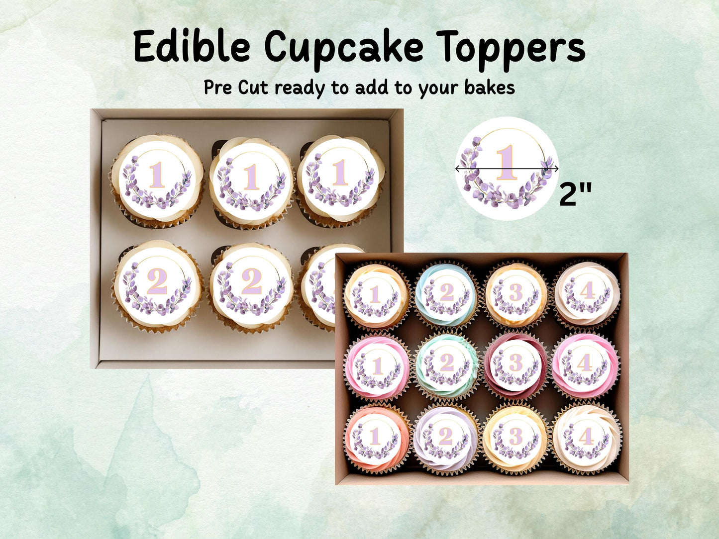 Milestone Birthday Edible Cupcake Toppers 12 x 2" – Pre cut Wafer Paper, Card or Icing Sheet, Customisable Birthday Cake Decoration