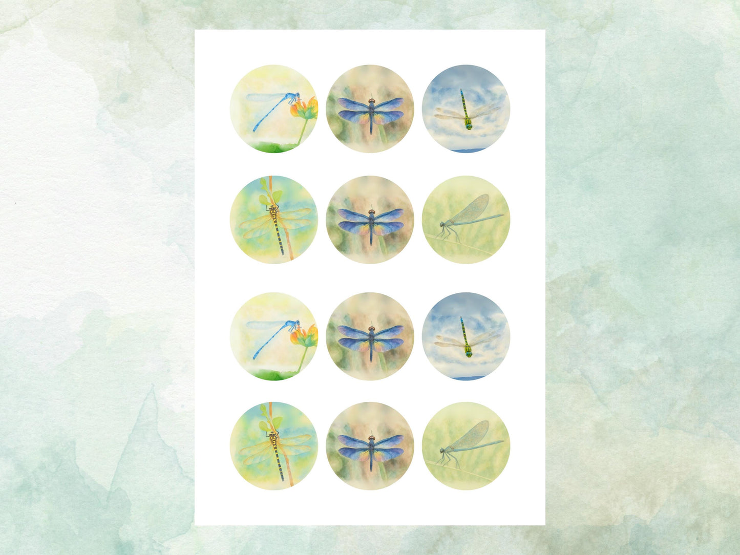 Dragonfly Edible Cupcake Toppers 12 x 2"– Pre cut Wafer Paper, Card or Icing Sheet, Dragonfly Birthday Cake Topper