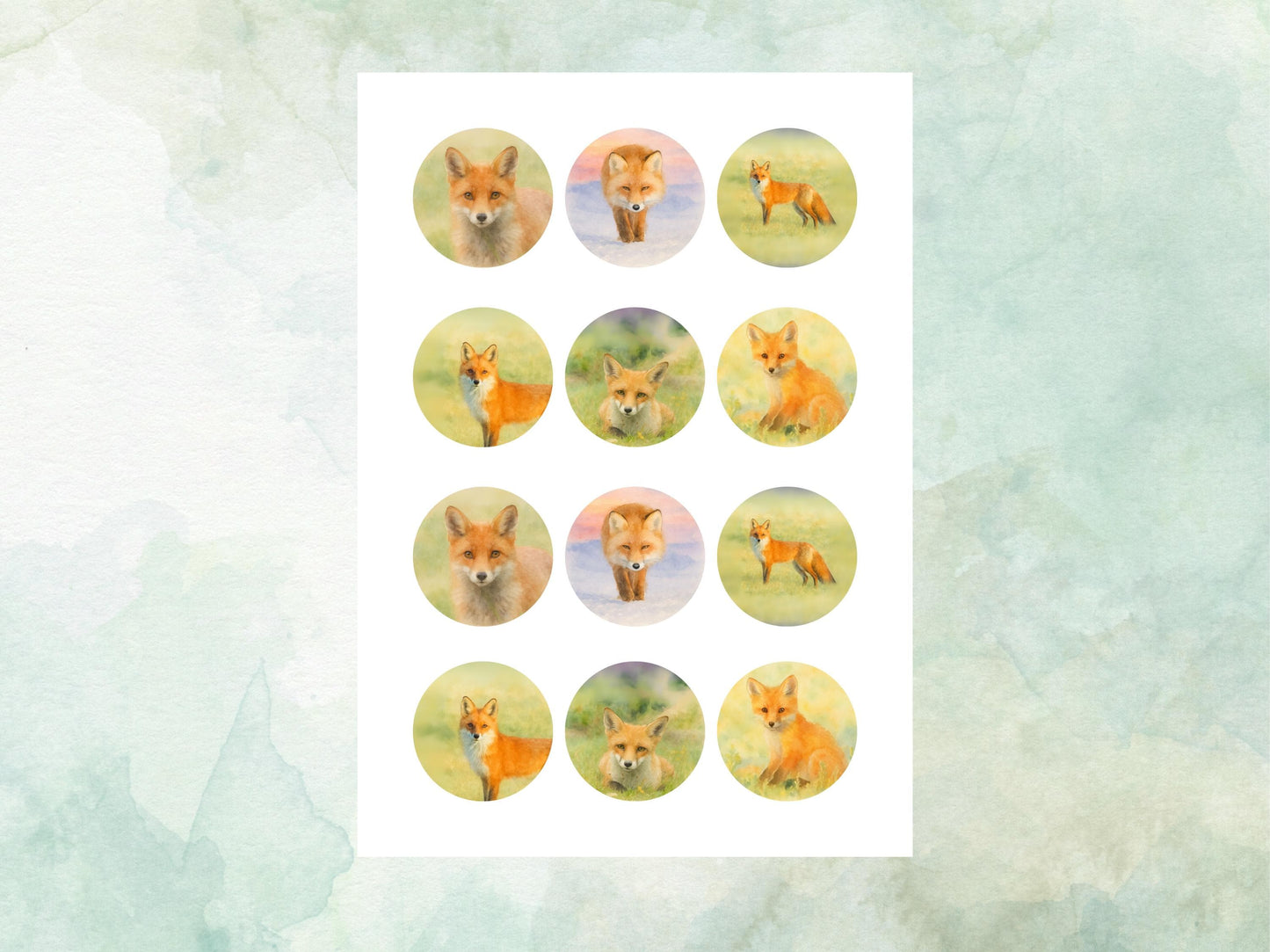 Fox Edible Cupcake Toppers 12 x 2"– Pre cut Wafer Paper, Card or Icing Sheet, Fox Birthday Cake Topper, Wild life Cake Decoration