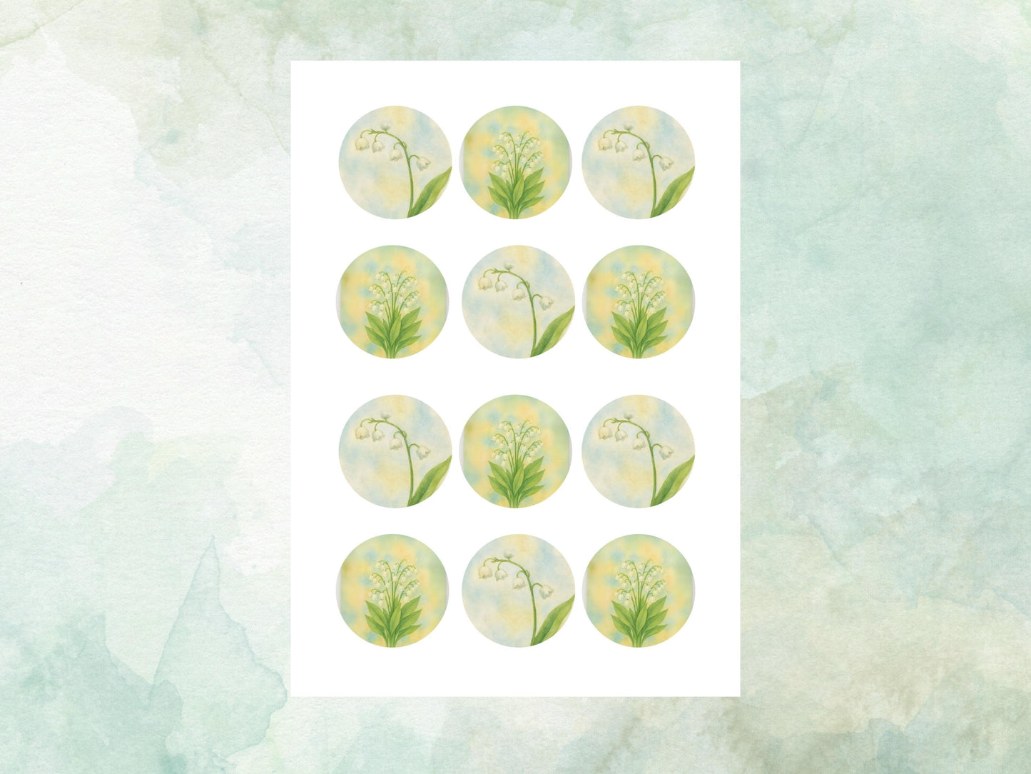 May Birth Flower Edible Cupcake Toppers – 12 x 2" Lily of the Valley Design, Pre cut Wafer Paper, Card or Icing Sheet, Floral Cake Topper