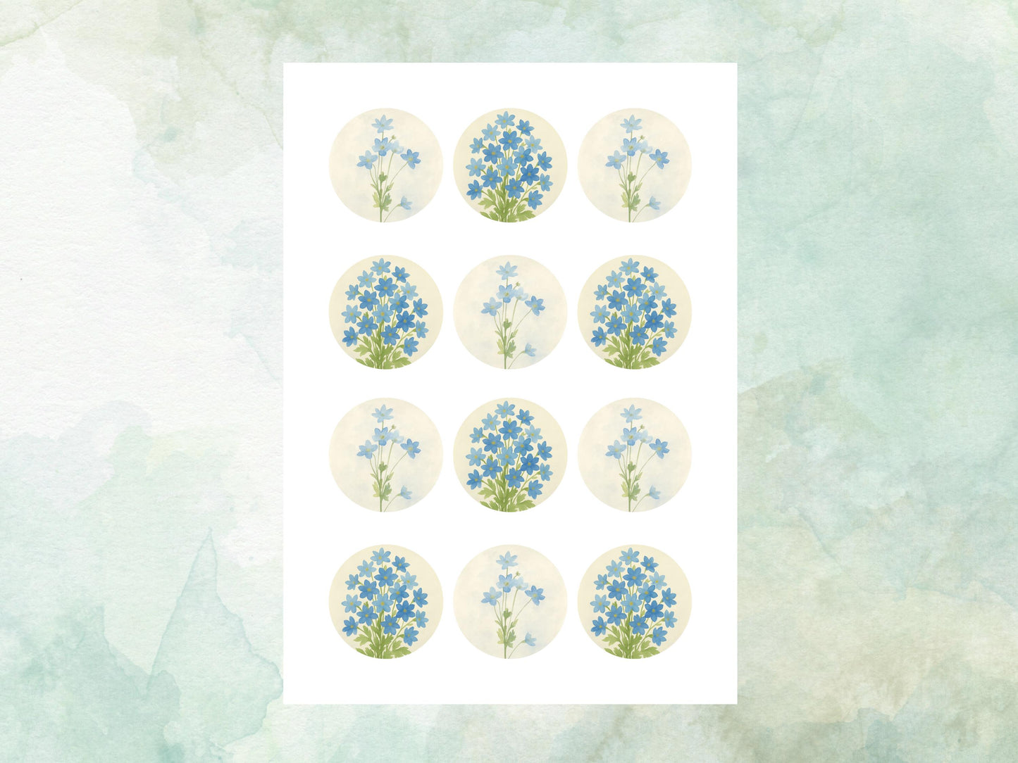 July Birth Flower Edible Cupcake Toppers – 12 x 2" Larkspur Design, Pre cut Wafer Paper, Card or Icing Sheet, Floral Cake Topper