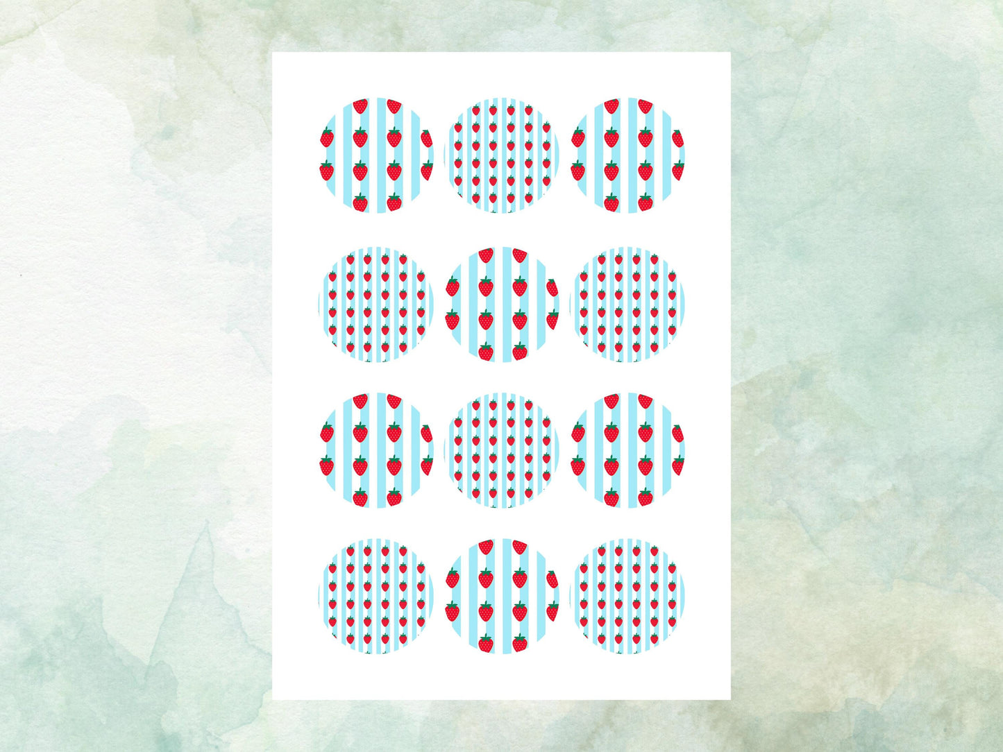 Strawberry Edible Cupcake Toppers – 12 x 2" Pre cut Wafer Paper, Card or Icing Sheet, Fruit Cake Toppers, Cute Birthday Decorations