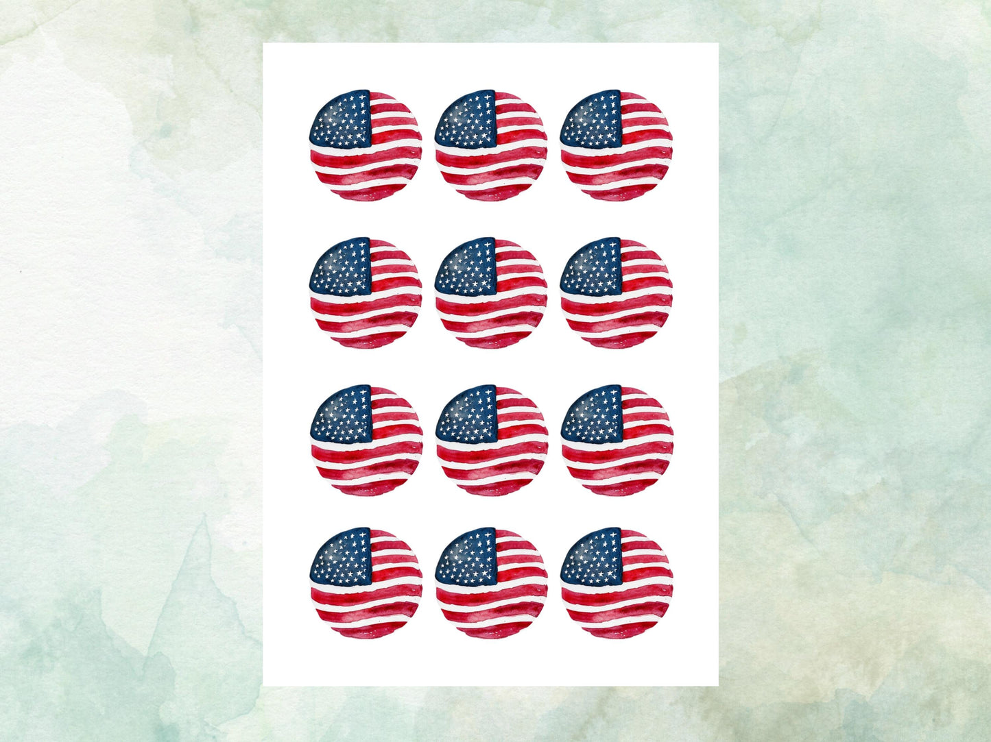 American Flag Style Edible Cupcake Toppers 12 x 2" – Pre cut Wafer Paper, Card or Icing Sheet, USA Cake Topper, 4th of July