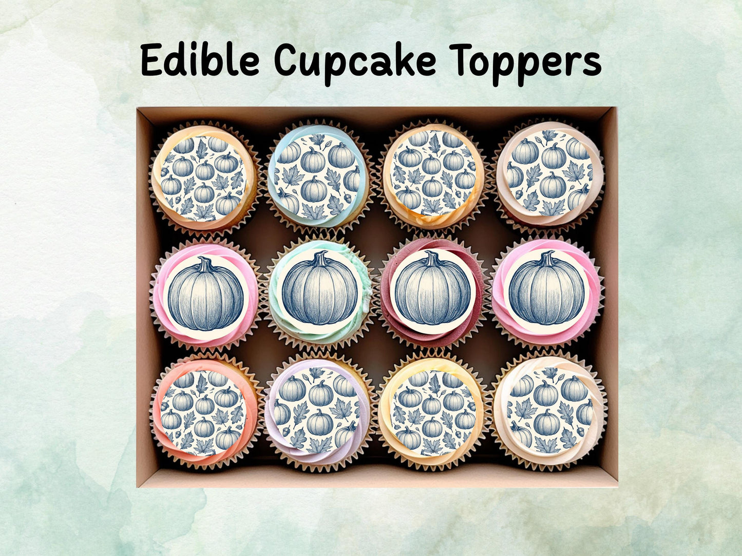 Pumpkin Halloween Edible Cupcake Toppers 12 x 2" – Pre cut Wafer Paper, Card or Icing Sheet, Halloween Party Decoration