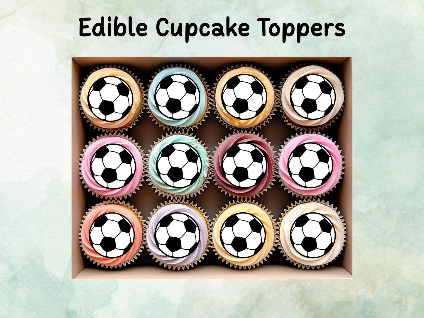 Football Edible Cupcake Toppers 12 x 2"– Pre cut Wafer Paper, Card or Icing Sheet, Choice of Colour Football Cake Image, Party Decoration