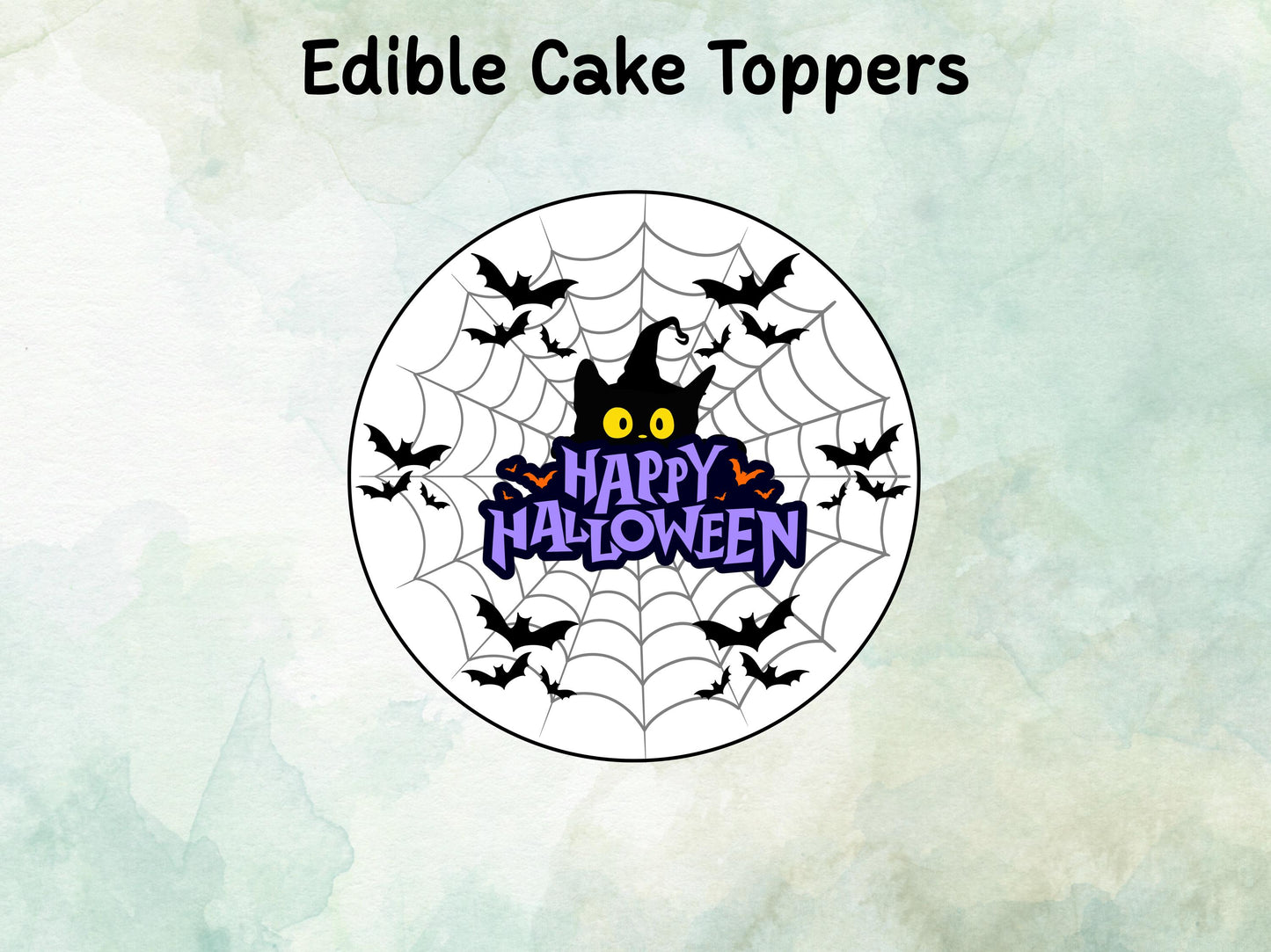 Halloween Edible Cake Topper– 6", 7" or 8" Pre cut Wafer Paper, Card or Icing Sheet, Happy Halloween Edible Design Spooky Cakes