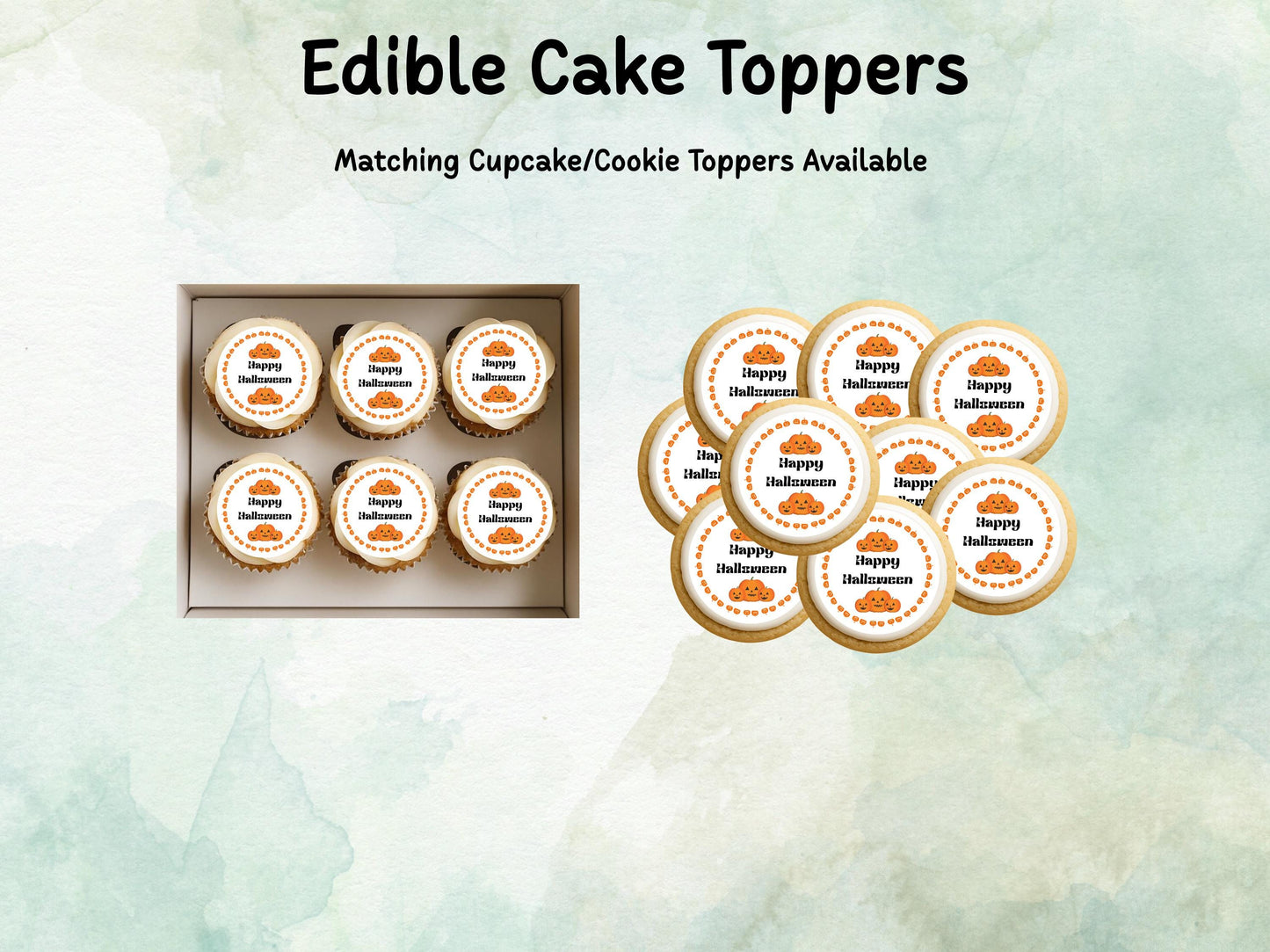 Halloween Pumpkin Edible Cake Topper– 6", 7" or 8" Pre cut Wafer Paper, Card or Icing Sheet, Pumpkin Happy Halloween Cake Decoration