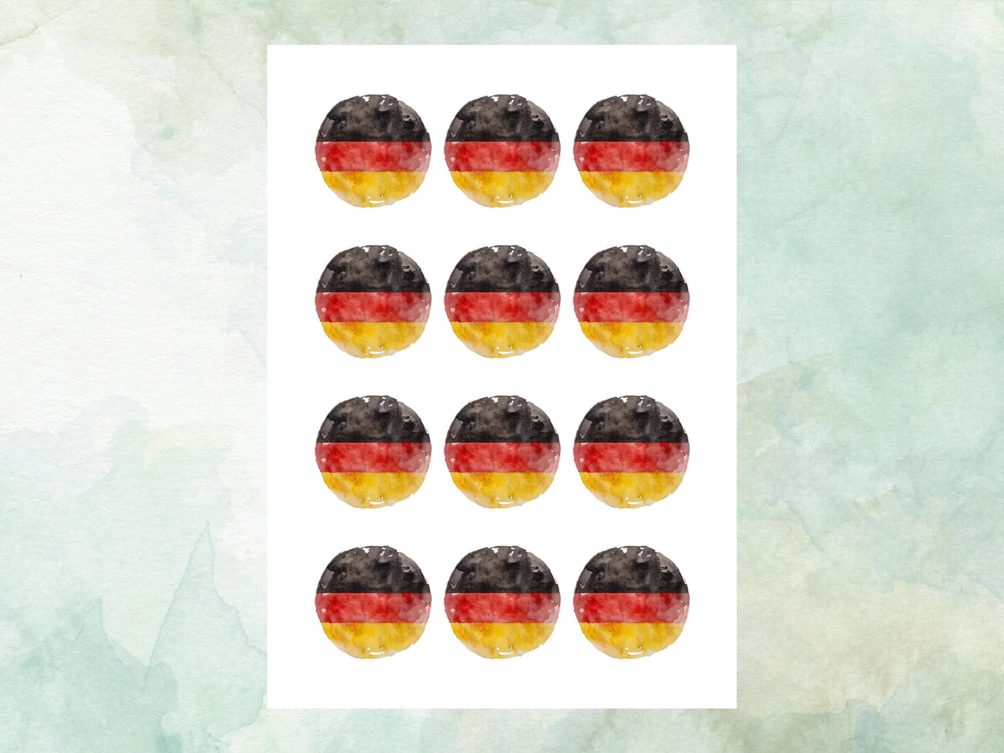 German Flag Edible Cupcake Toppers 12 x 2" – Pre cut Wafer Paper, Card or Icing Sheet, Germany Cake Decorations