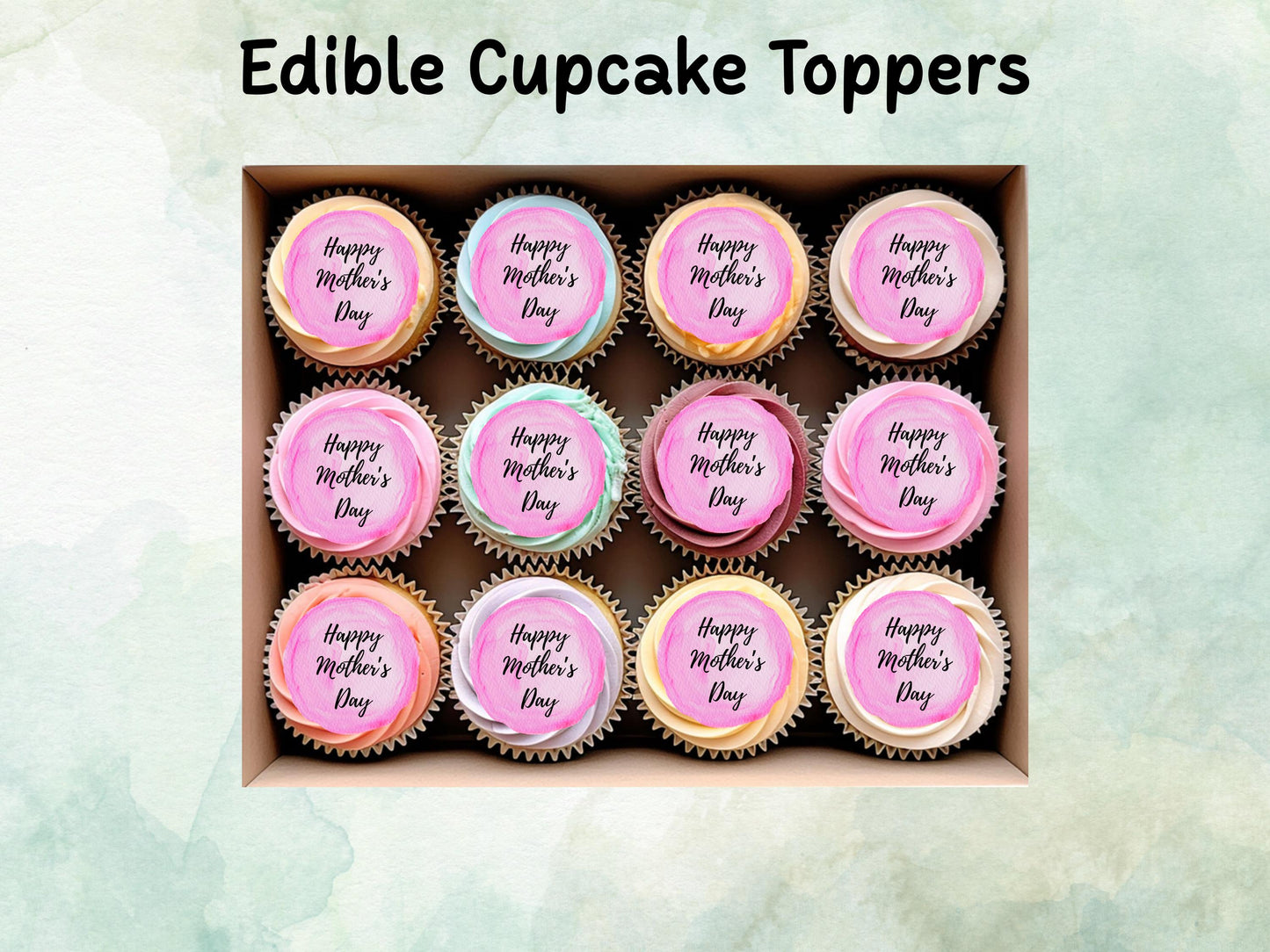 Happy Mother's Day Edible Cake Toppers 12 x 2" – Pre cut Wafer Paper, Card or Icing Sheet, Mothers Day Cake Decoration