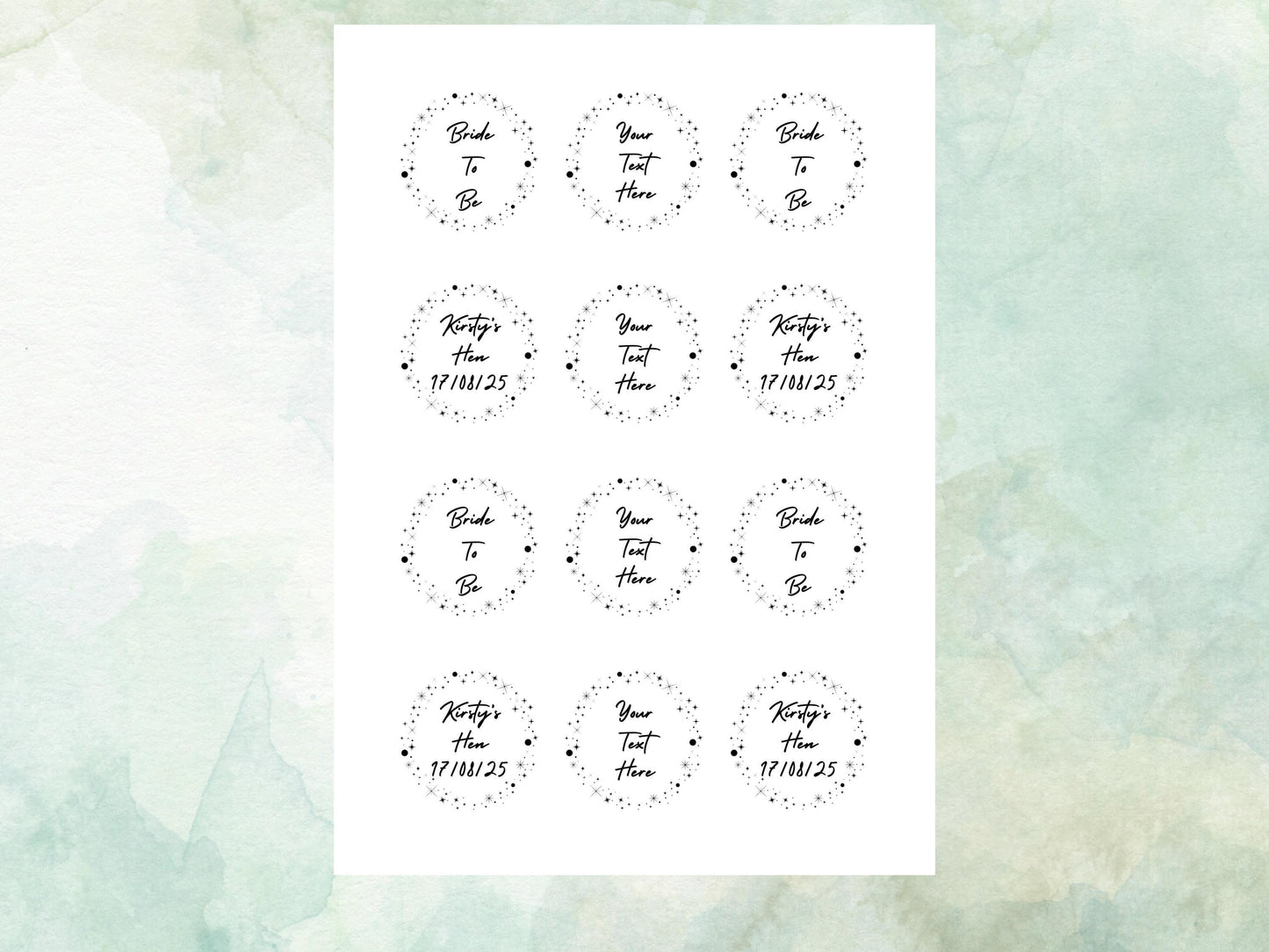 Personalised Edible Cupcake Toppers 12 x 2" – Pre cut Wafer Paper, Card or Icing Sheet, Hen Party Cake Topper, Wedding Favors