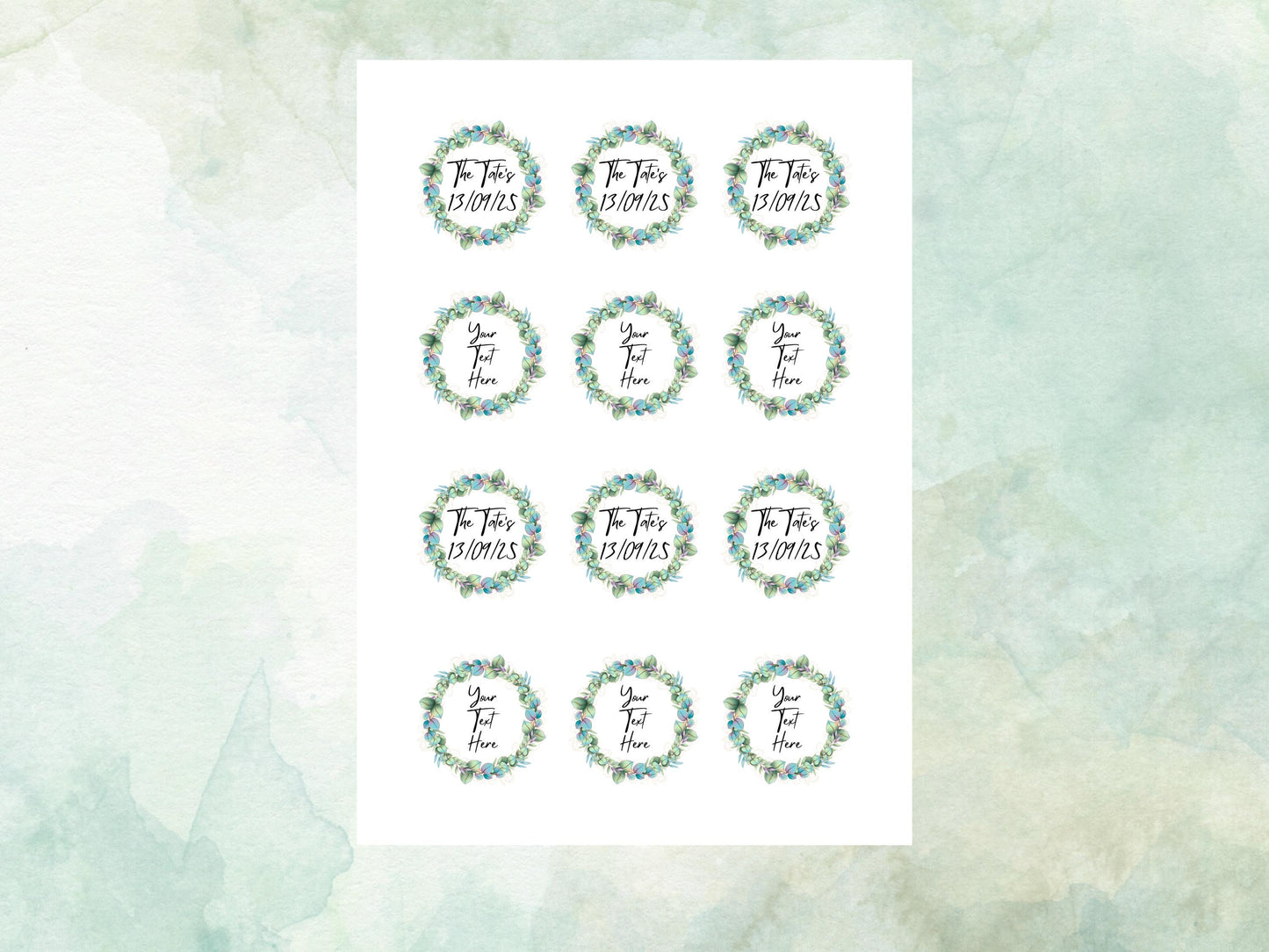 Personalised Edible Cupcake Toppers 12 x 2" – Pre cut Wafer Paper, Card or Icing Sheet, Wedding Cake Topper, Wedding Favors