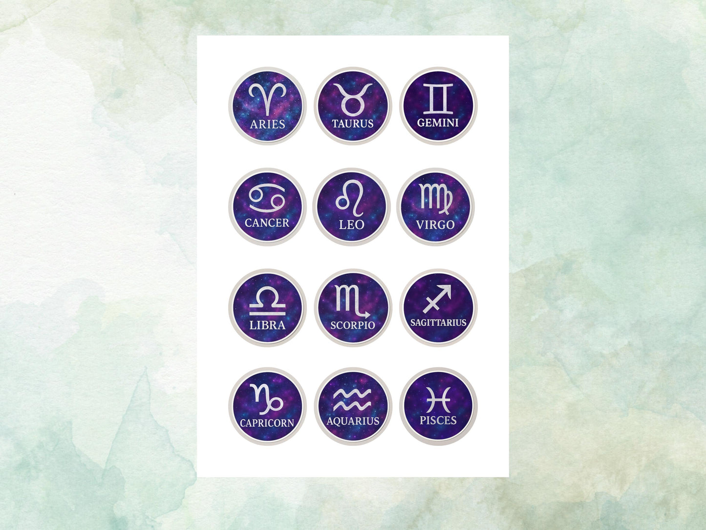 Star Sign Edible Cupcake Toppers 12 x 2"– Pre cut Wafer Paper, Card or Icing Sheet, Signs of the Zodiac Birthday Cake Topper