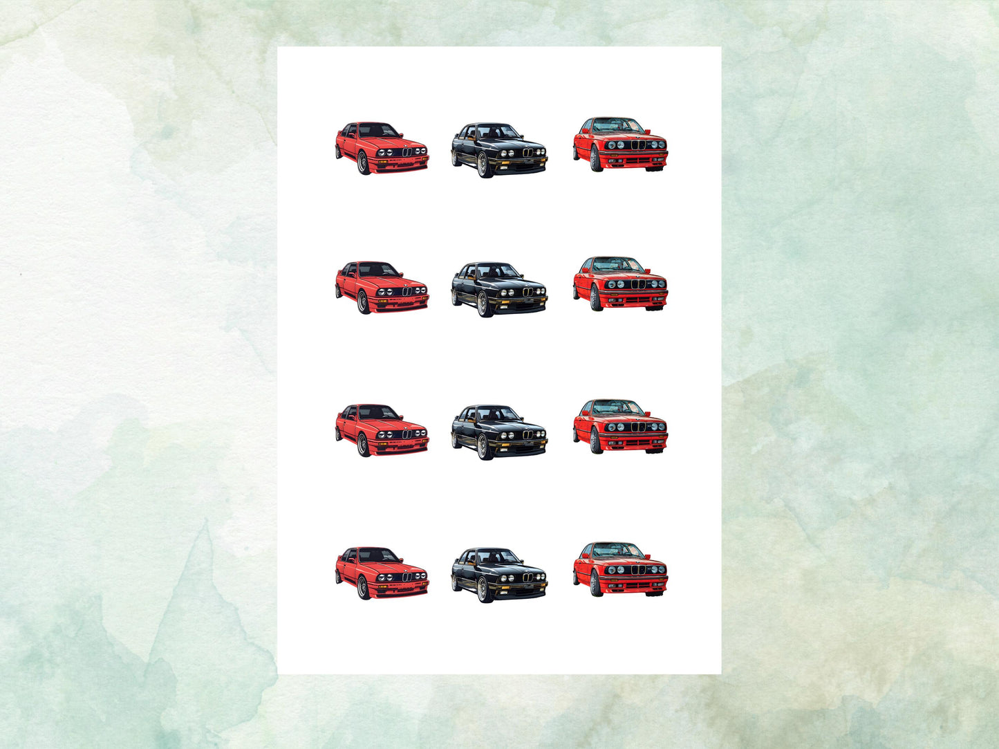 BMW Car Edible Cupcake Toppers 12 x 2" – Pre cut Wafer Paper, Card or Icing Sheet, Sports car Cake Topper