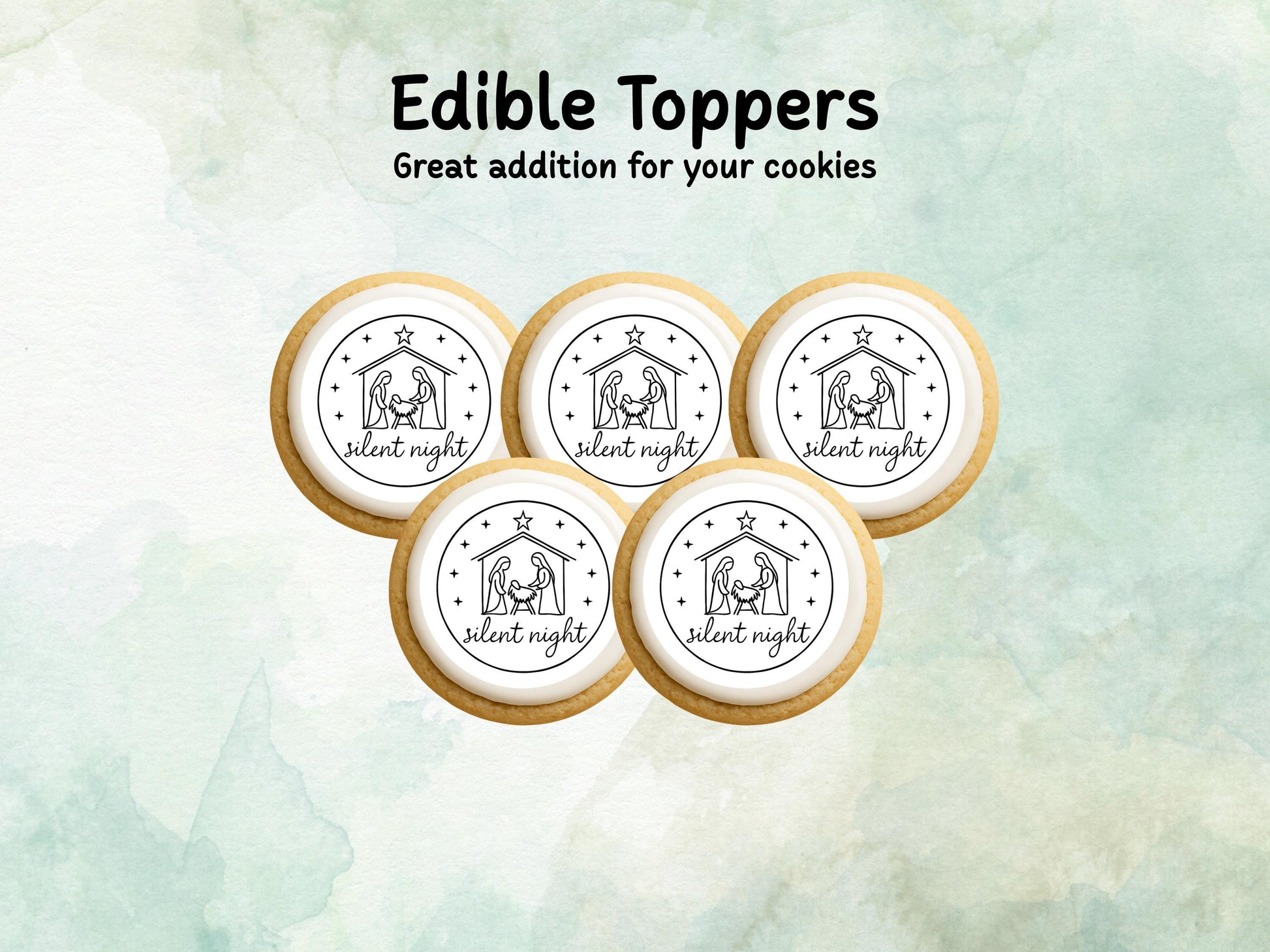 Christmas Nativity Edible Cupcake Toppers 12 x 2" – Pre cut Wafer Paper, Card or Icing Sheet