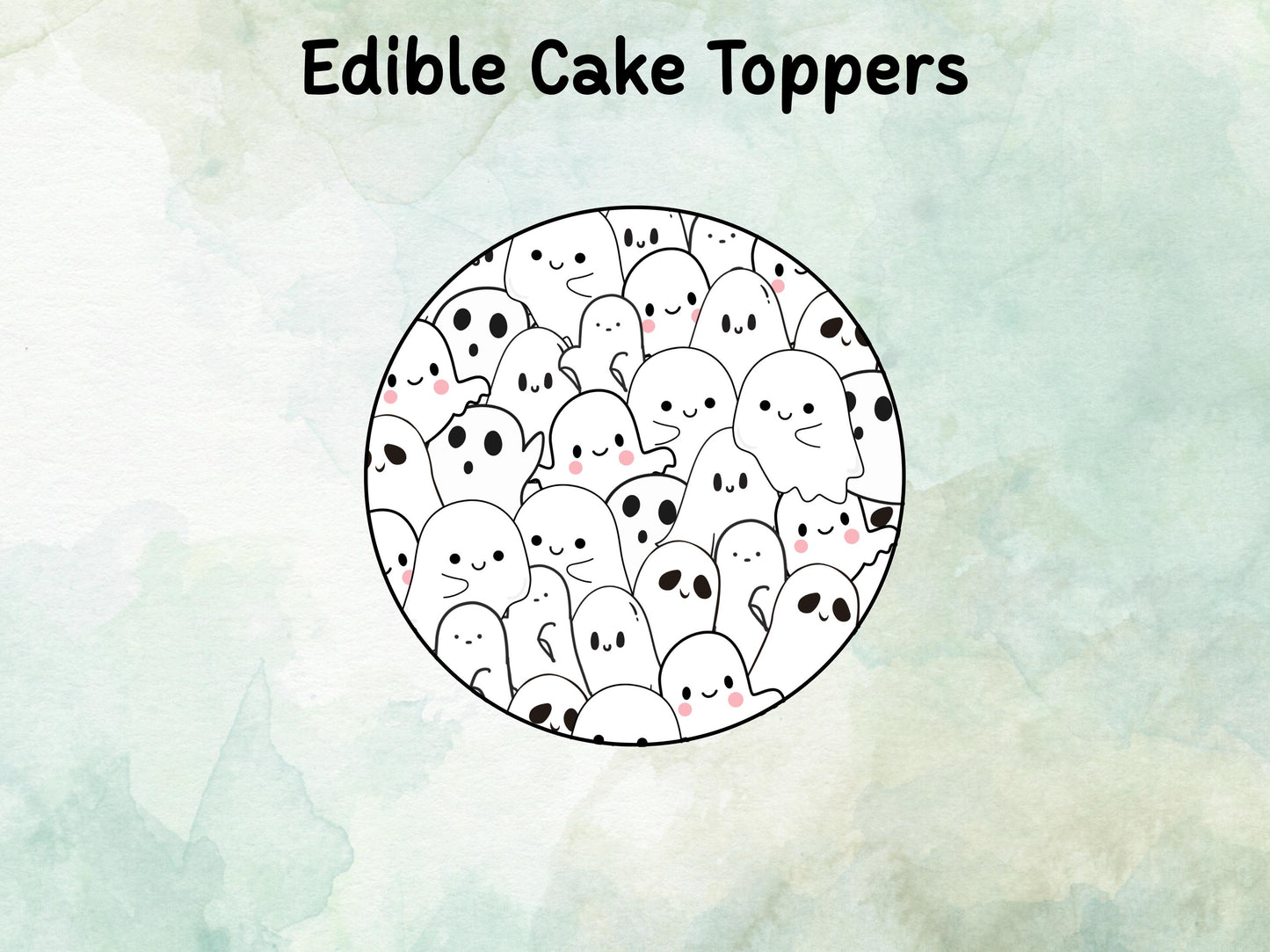 Ghost Edible Cake Topper– 6", 7" or 8" Pre cut Wafer Paper, Card or Icing Sheet, Ghost Halloween Edible Cake Decoration