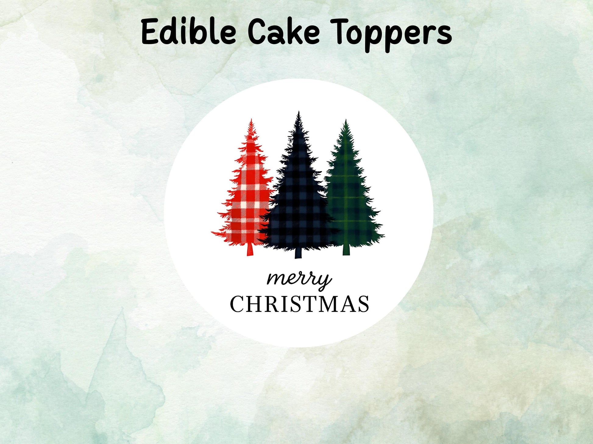 Christmas Tree Edible Cake Topper– 6", 7" or 8" Pre cut Wafer Paper, Card or Icing Sheet