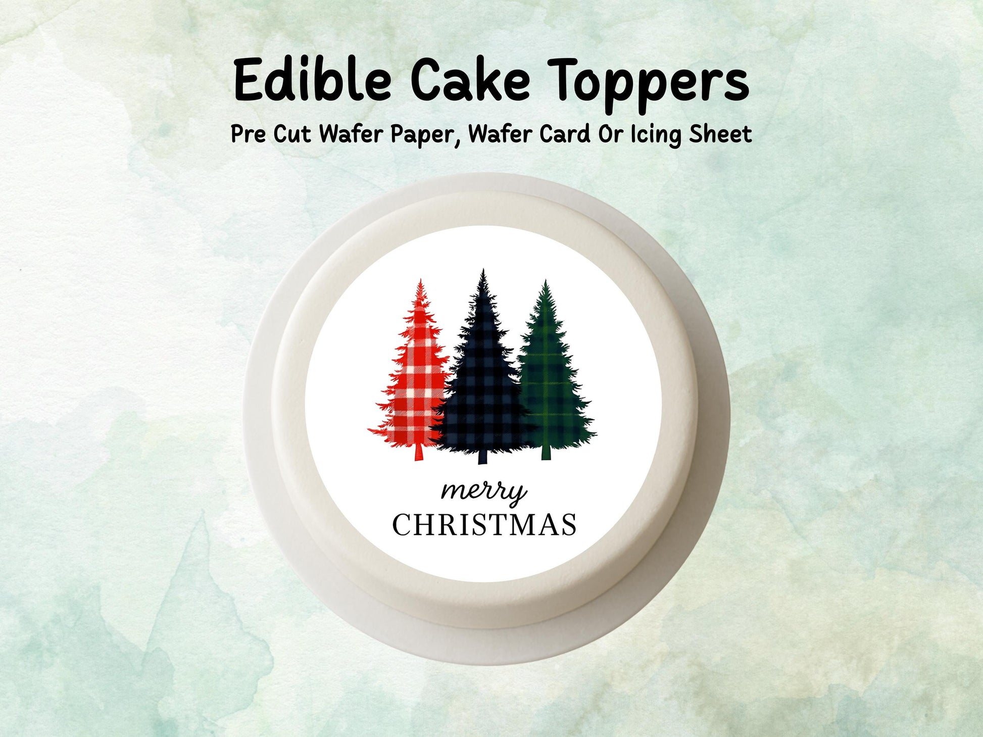 Christmas Tree Edible Cake Topper– 6", 7" or 8" Pre cut Wafer Paper, Card or Icing Sheet