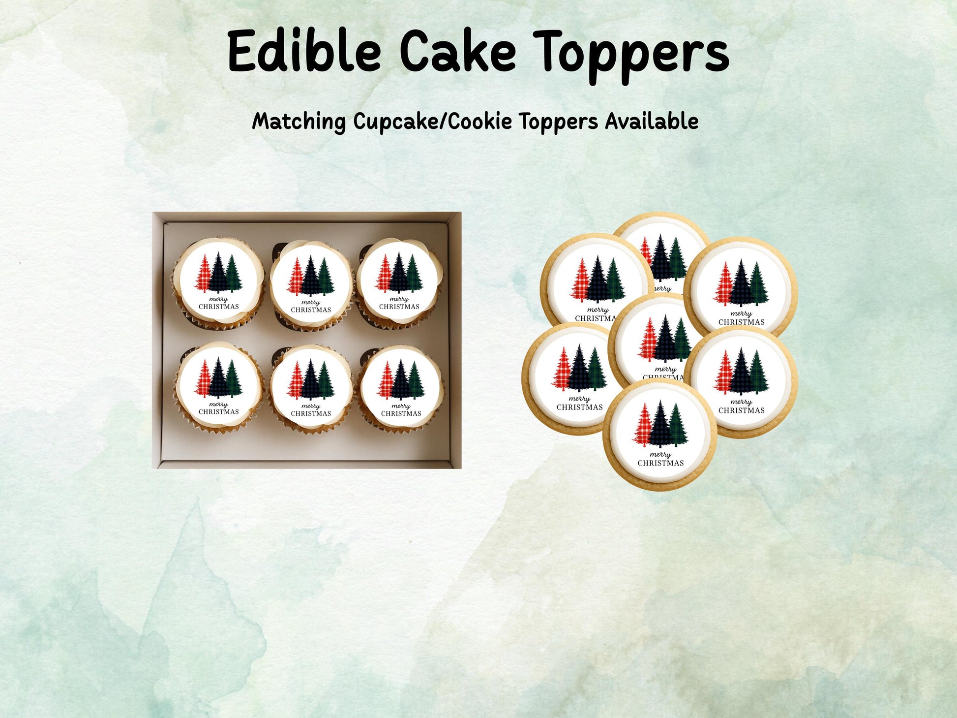 Christmas Tree Edible Cake Topper– 6", 7" or 8" Pre cut Wafer Paper, Card or Icing Sheet