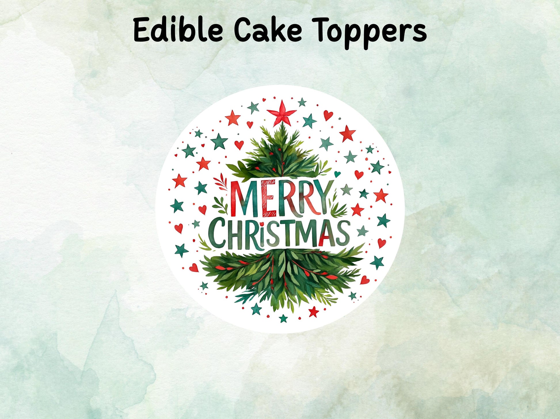 Christmas Tree Edible Cake Topper– 6", 7" or 8" Pre cut Wafer Paper, Card or Icing Sheet