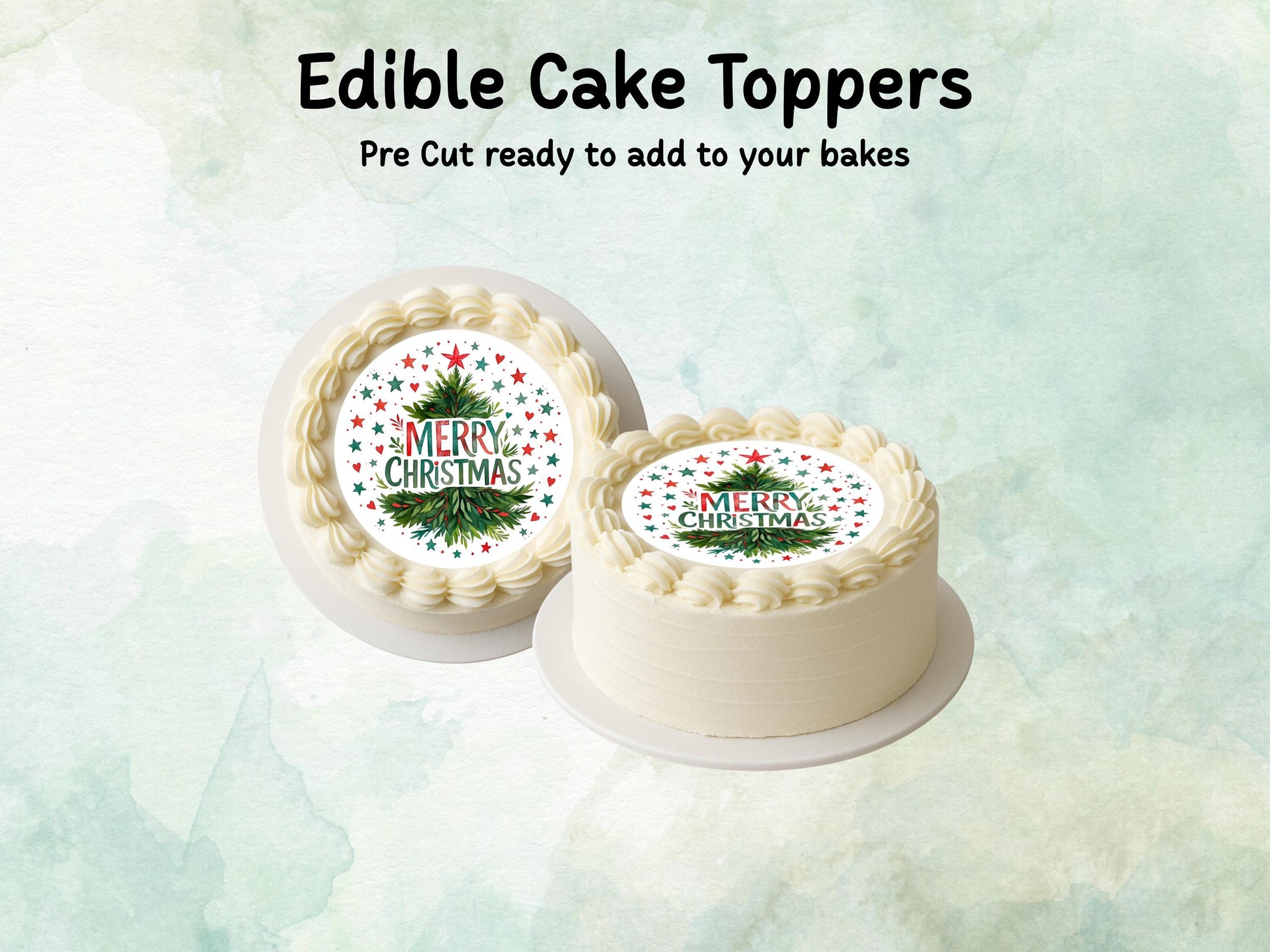 Christmas Tree Edible Cake Topper– 6", 7" or 8" Pre cut Wafer Paper, Card or Icing Sheet