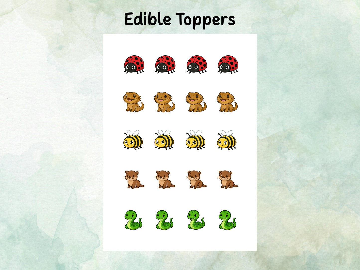 Animal Edible Cake Pop Toppers: 20 x 1.5" Wafer Paper or Wafer Card