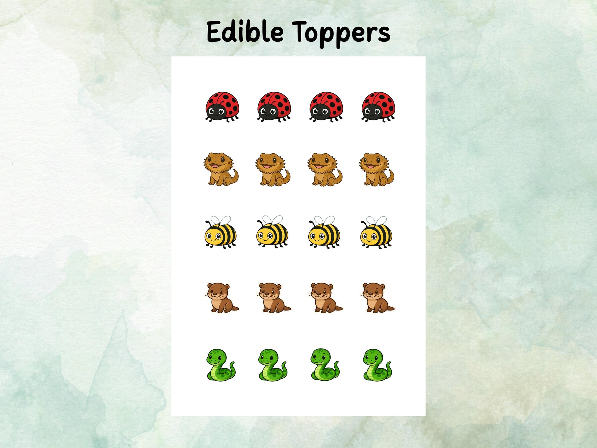 Animal Edible Cake Pop Toppers: 20 x 1.5" Wafer Paper or Wafer Card